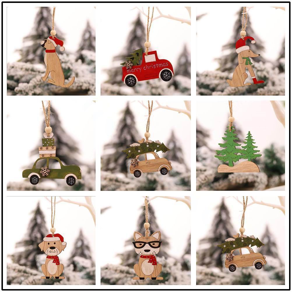 8 PCS christmas pendant  woode - đánh giá và giá Car Accessories Xmas Gifts