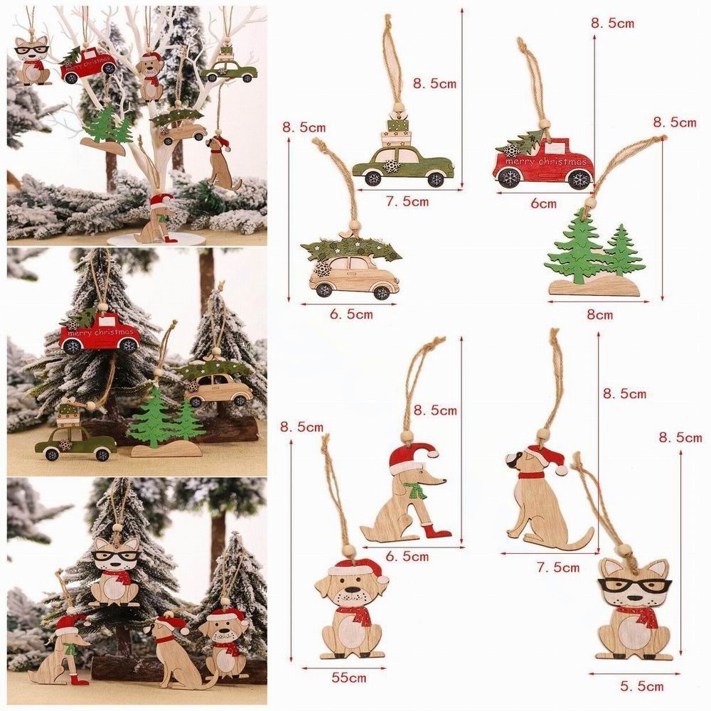 8 PCS christmas pendant  woode - đánh giá và giá Car Accessories Xmas Gifts